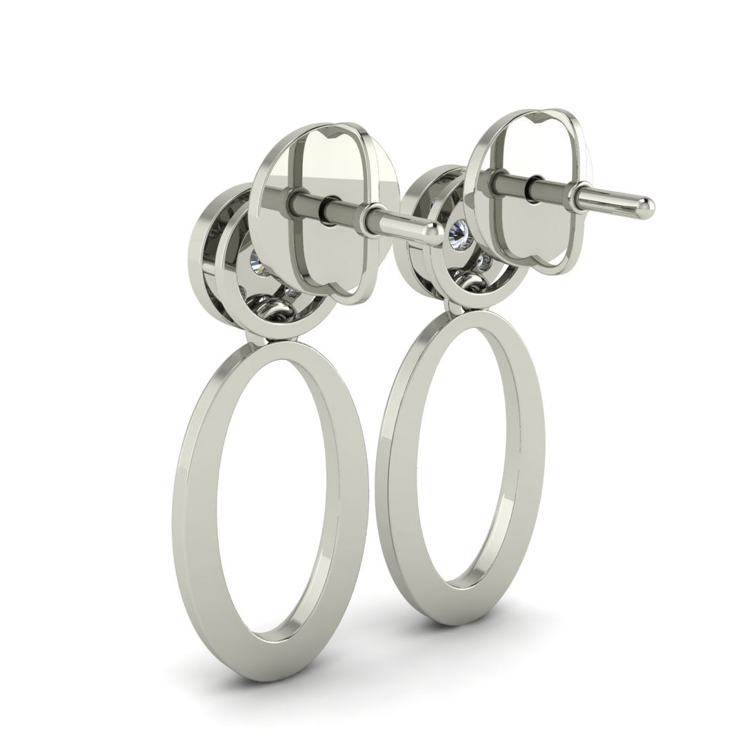 Modern Oval Diamond Drop Earrings (925 Silver)