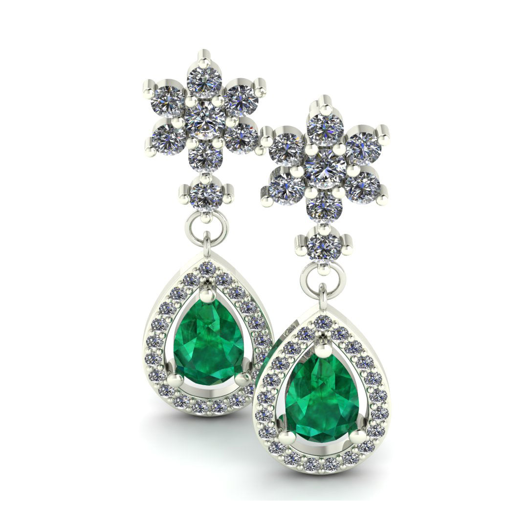 Timeless Elegance Green Teardrop Diamond Drop Earrings