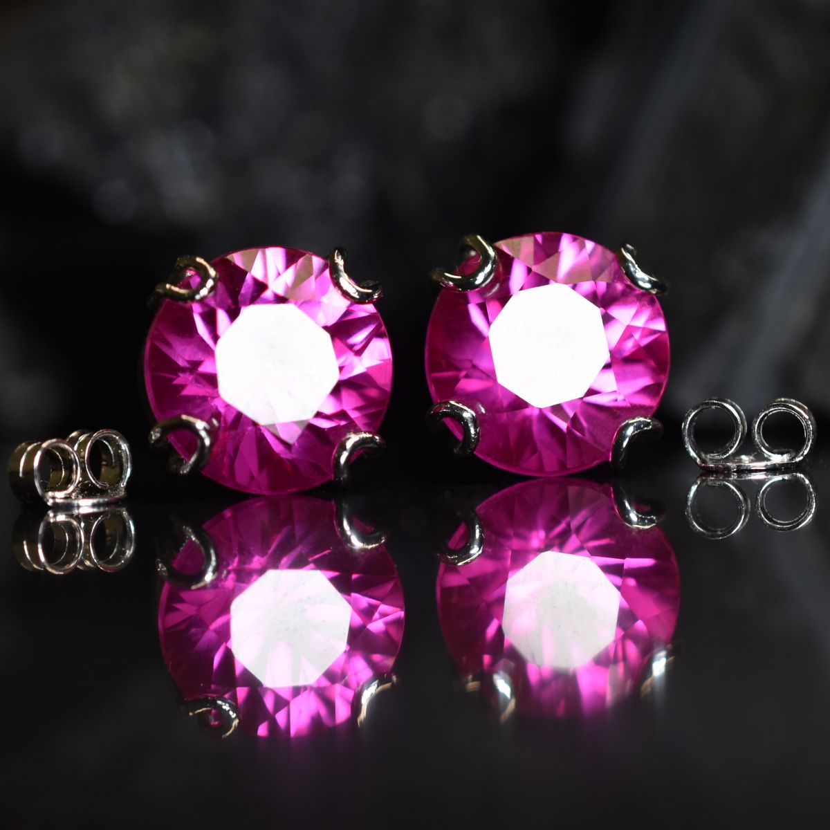 Natural Pink Ruby Round 44.15 Ct CERTIFIED Beautiful Earring Pair Gift For Mom