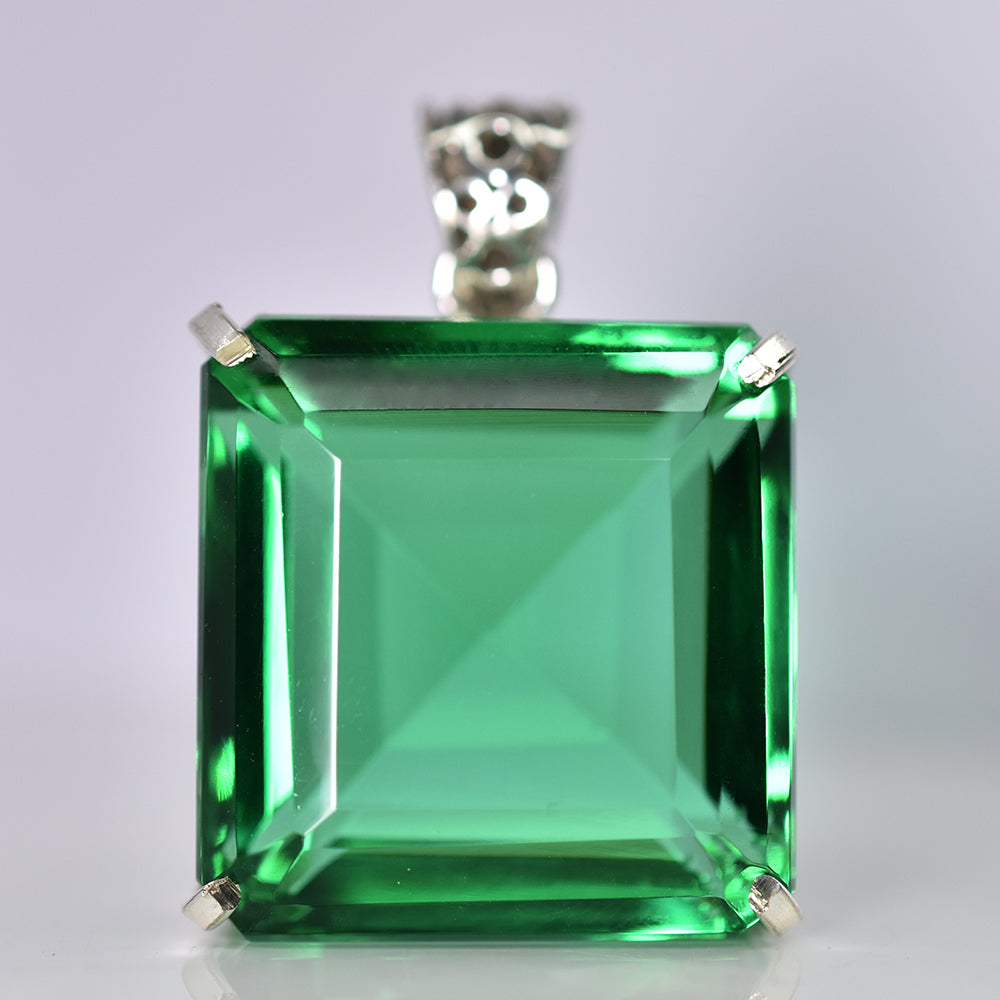 Certified Natural Topaz 133 Ct 925 Sterling Silver Pendant Rare Green Gemstone