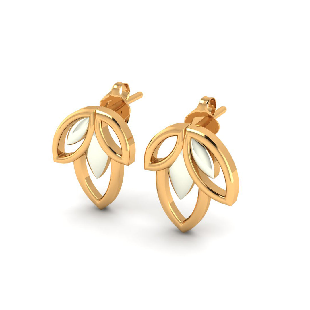 Two-Tone Gold Leaf Stud Earrings for Women