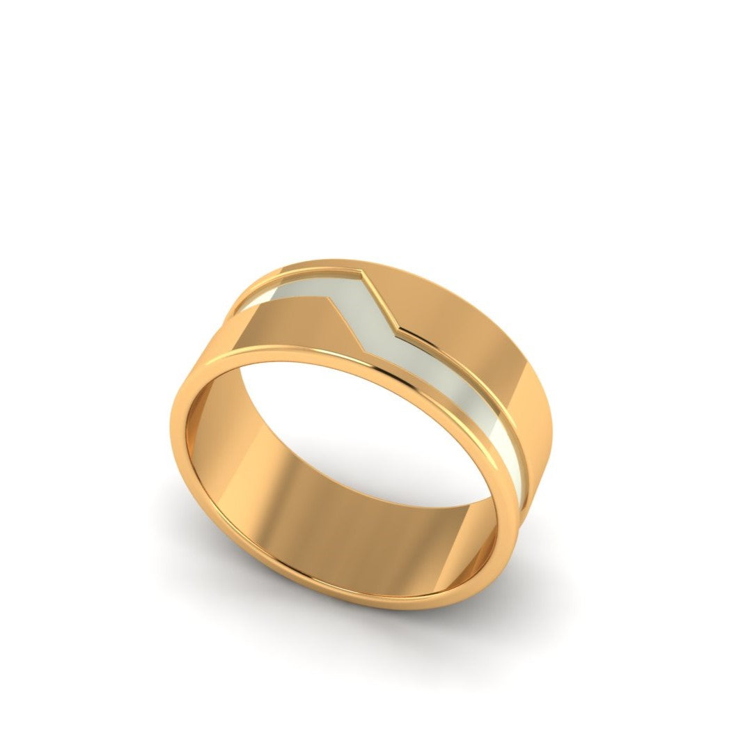Imperial Zigzag Dual Tone Ring – 18K Gold With Silver Inlay