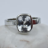 925 sterling silver Sapphire Ring Sz 8.5 Gorgeous White Color 17 Ct Cushion Cut