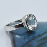 925 sterling silver Sapphire Ring Sz 8.5 Gorgeous White Color 17 Ct Cushion Cut