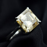 18.30 Ct Synthetic CERTIFIED Square Cut Moissanite 925 Sterling Silver Ring