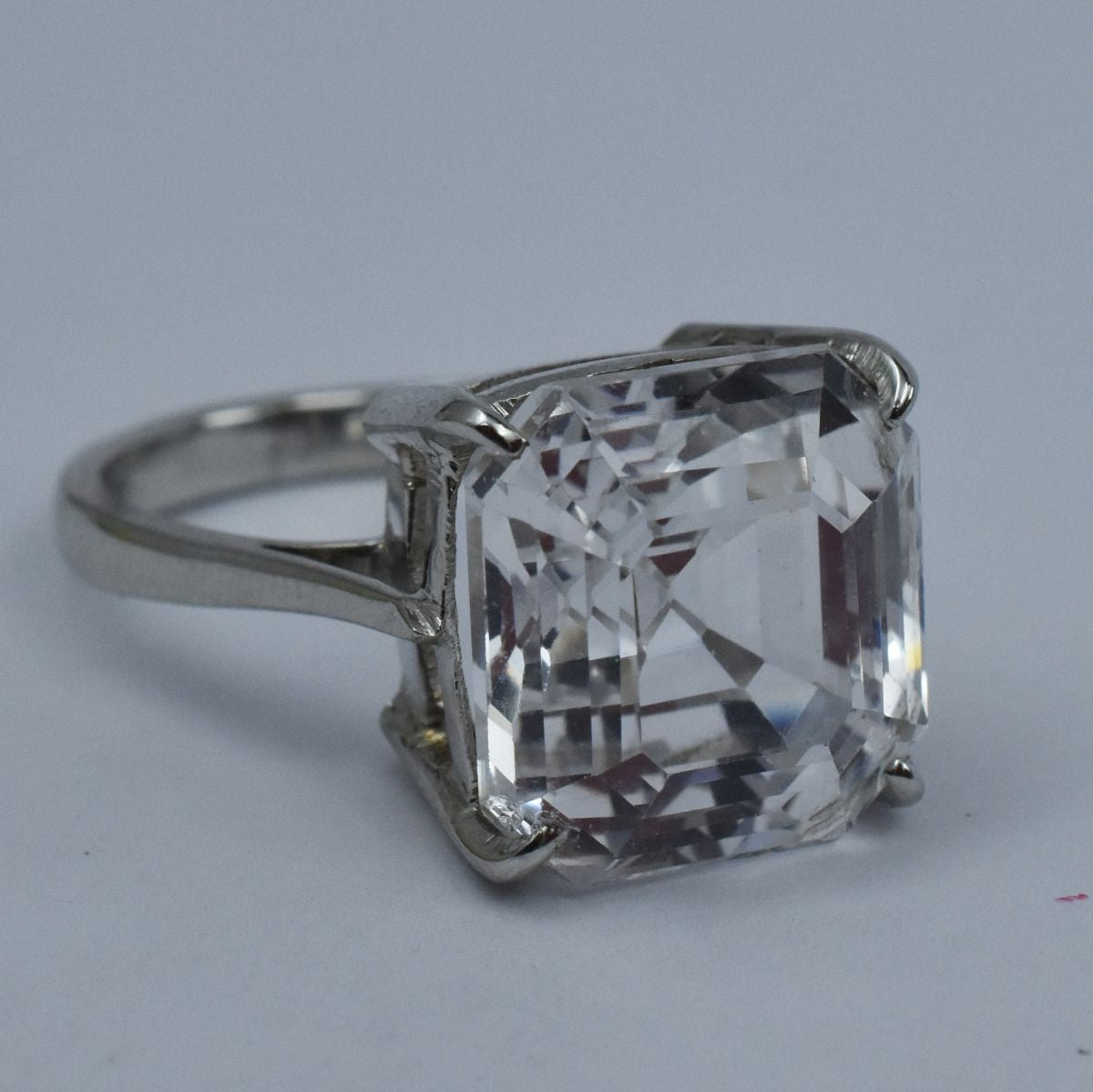 Best Ring Sz 9.5 White 35.15 Ct Square Shape 925 sterling silver Sapphire Ring