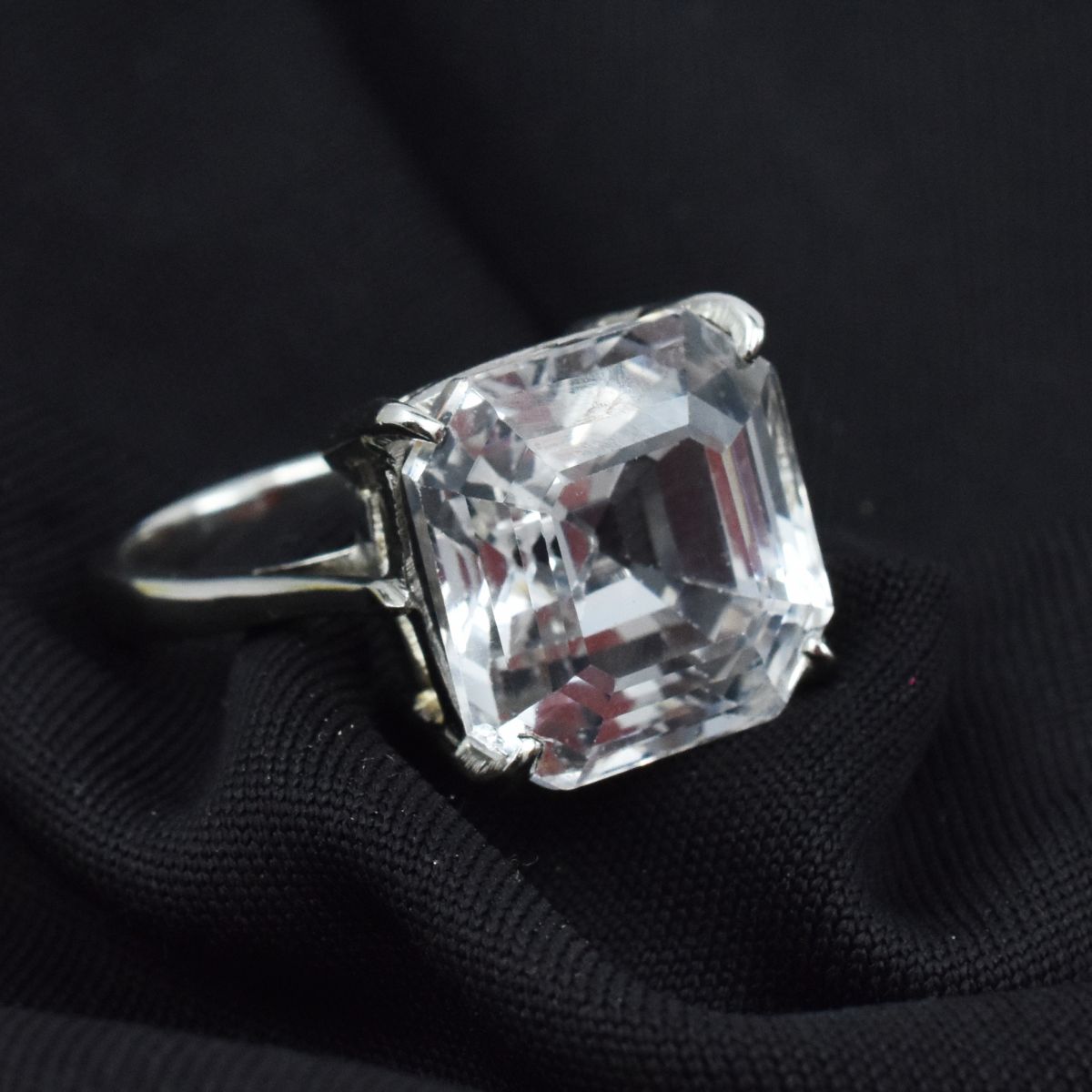 Best Ring Sz 9.5 White 35.15 Ct Square Shape 925 sterling silver Sapphire Ring