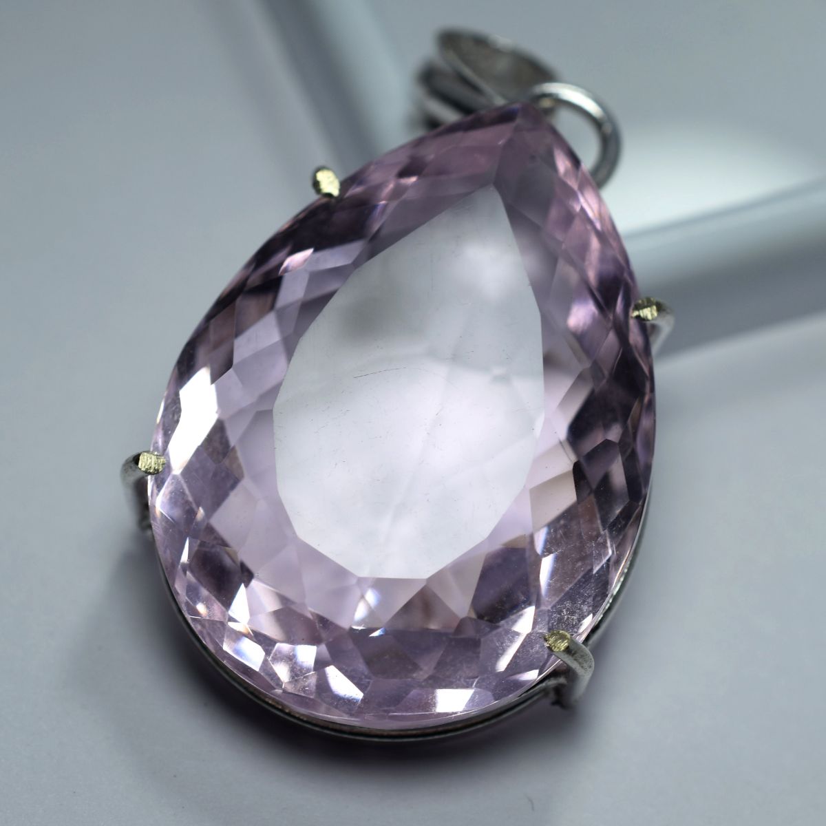 Lab Created Pink Sapphire 96.6 Ct Pear Cut CERTIFIED 925 Sterling Silver Pendant