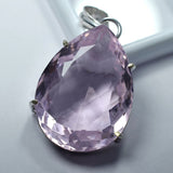 Lab Created Pink Sapphire 96.6 Ct Pear Cut CERTIFIED 925 Sterling Silver Pendant