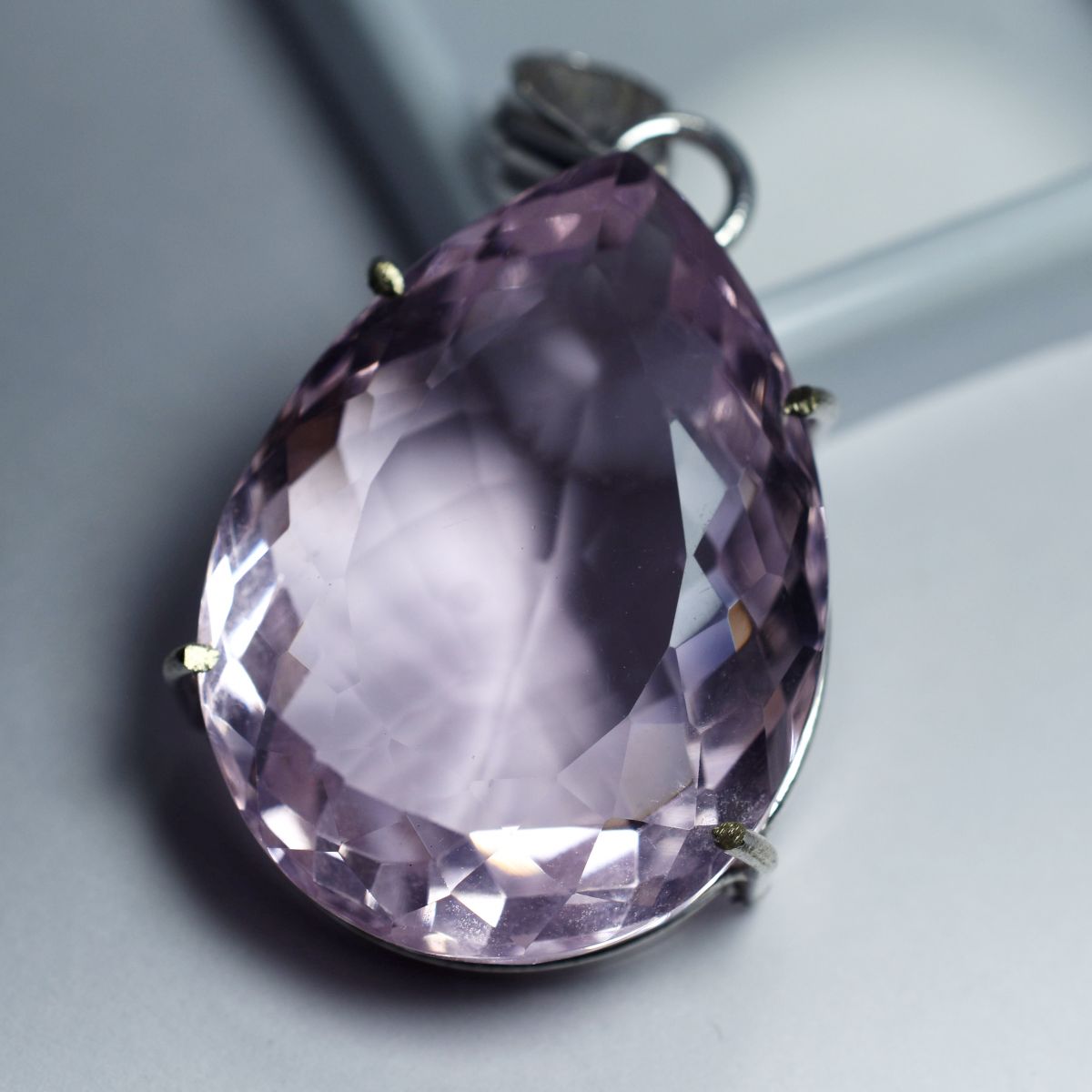 Lab Created Pink Sapphire 96.6 Ct Pear Cut CERTIFIED 925 Sterling Silver Pendant