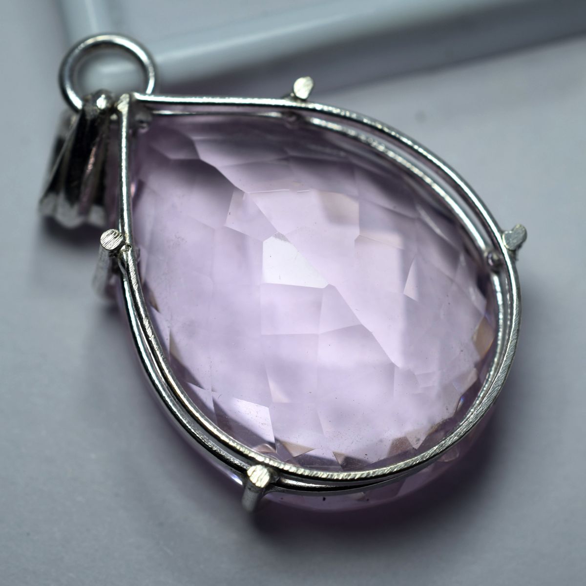 Lab Created Pink Sapphire 96.6 Ct Pear Cut CERTIFIED 925 Sterling Silver Pendant