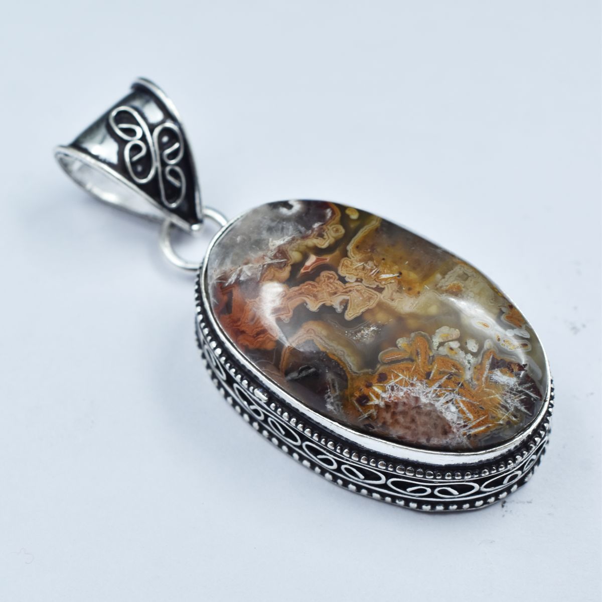 sterling silver agate pendant