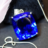 Blue Topaz Pendant Cushion 925 Sterling Silver Natural 135.3 Ct Gems CERTIFIED
