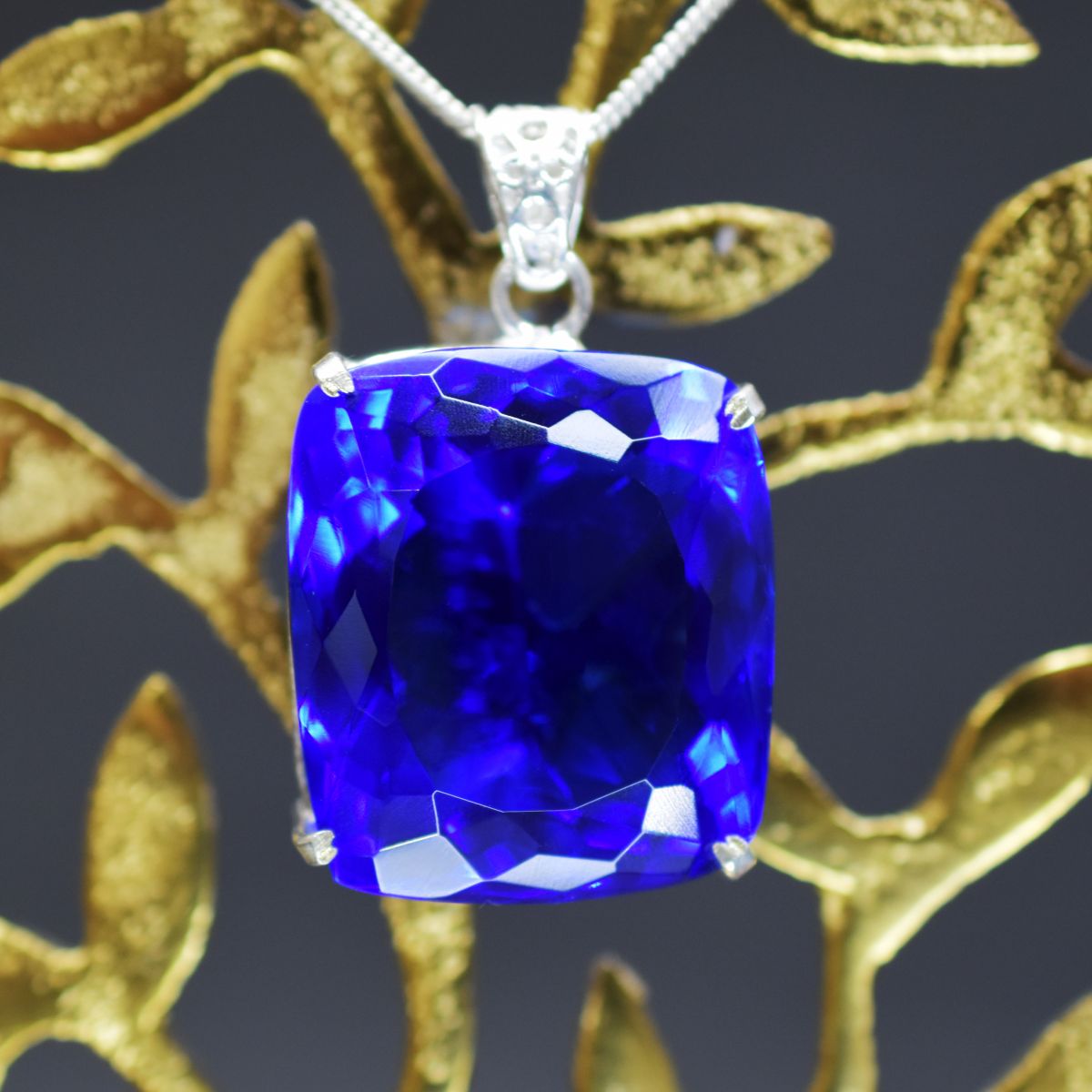 Blue Topaz Pendant Cushion 925 Sterling Silver Natural 135.3 Ct Gems CERTIFIED