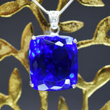Blue Topaz Pendant Cushion 925 Sterling Silver Natural 135.3 Ct Gems CERTIFIED