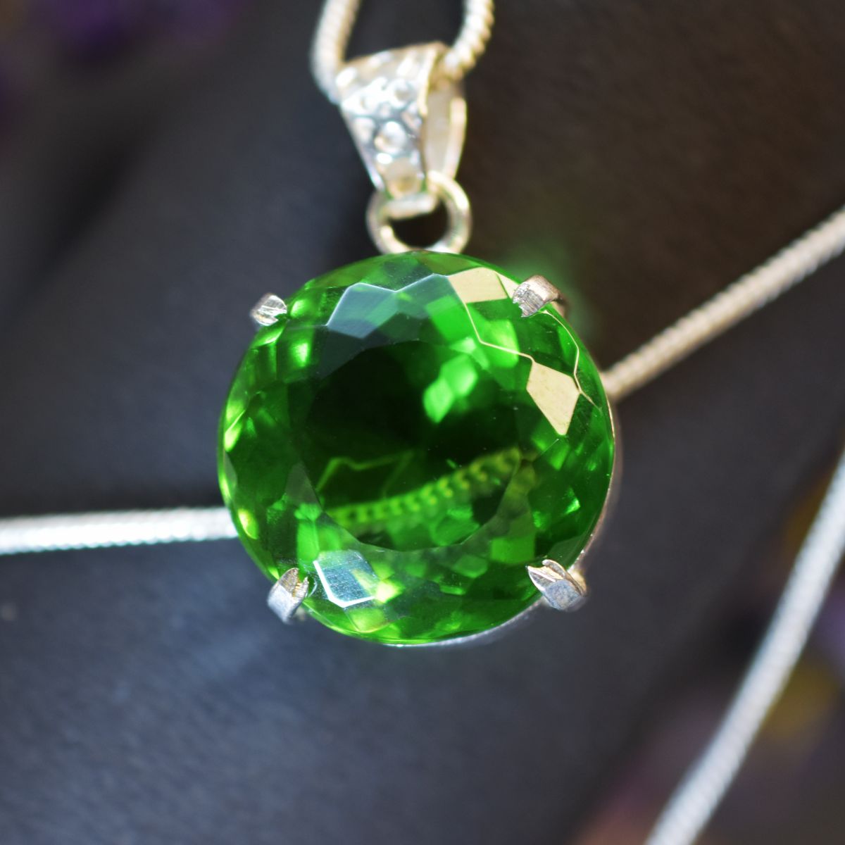 Amazing Pendant Round Green Topaz 925 Sterling Silver 66.70 Ct Natural Gemstone