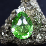 925 Sterling Silver Pendant Natural Green Topaz Pear 102.35 Ct Gems CERTIFIED