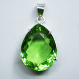 925 Sterling Silver Pendant Natural Green Topaz Pear 102.35 Ct Gems CERTIFIED