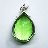 925 Sterling Silver Pendant Natural Green Topaz Pear 102.35 Ct Gems CERTIFIED