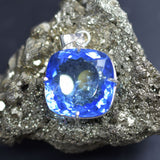 Blue Topaz Pendant 925 Sterling Silver Natural Cushion 85.55 Ct Gems CERTIFIED