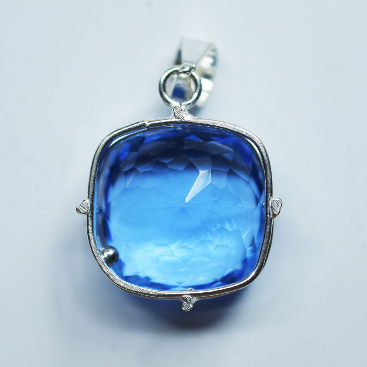 Blue Topaz Pendant 925 Sterling Silver Natural Cushion 85.55 Ct Gems CERTIFIED