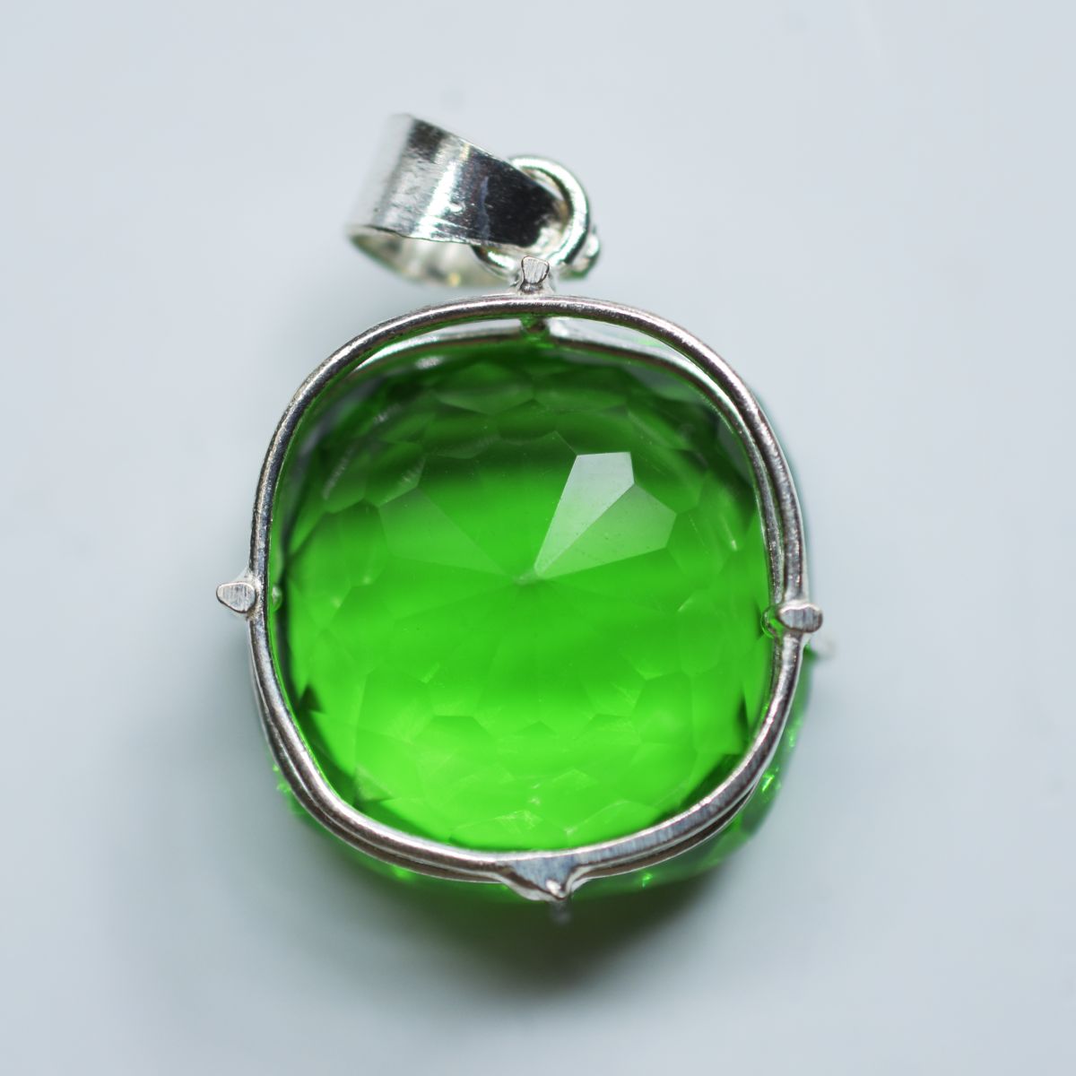 Green Topaz Pendant Natural Cushion 925 Sterling Silver 110.20 Ct Gems CERTIFIED