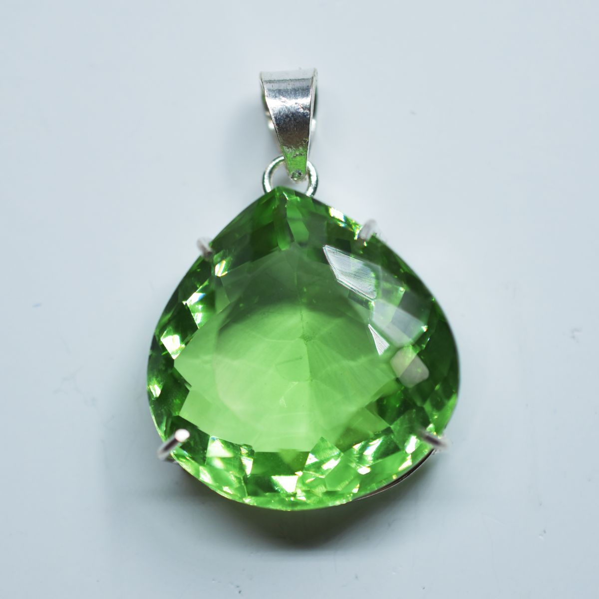 Certified 110.20 Ct Green Topaz Pendant 925 Sterling Silver pear Gems Natural