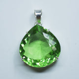 Certified 110.20 Ct Green Topaz Pendant 925 Sterling Silver pear Gems Natural
