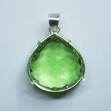 Certified 110.20 Ct Green Topaz Pendant 925 Sterling Silver pear Gems Natural