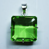 118.40 Ct Certified Green Topaz Pendant 925 Sterling Silver Square Natural