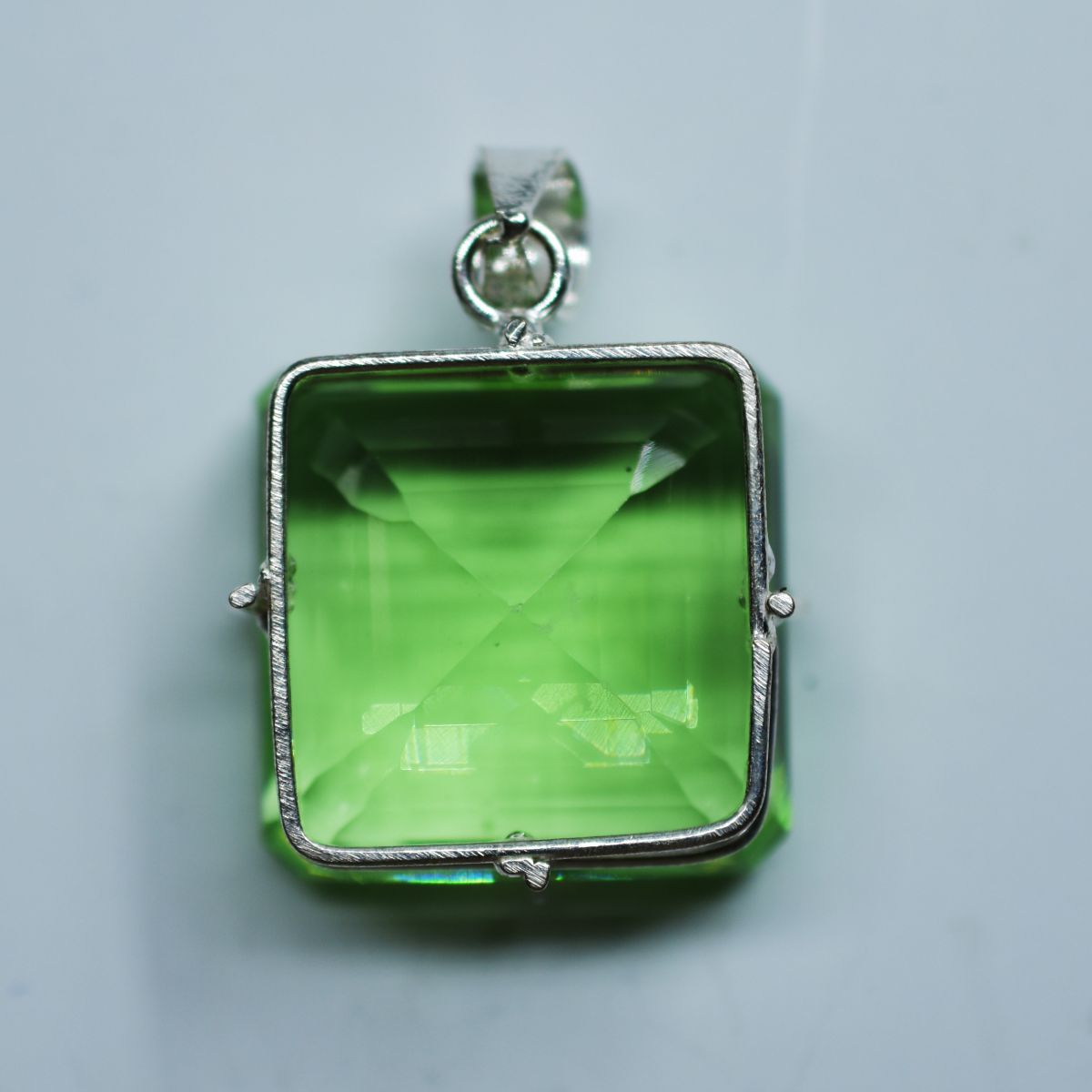 118.40 Ct Certified Green Topaz Pendant 925 Sterling Silver Square Natural