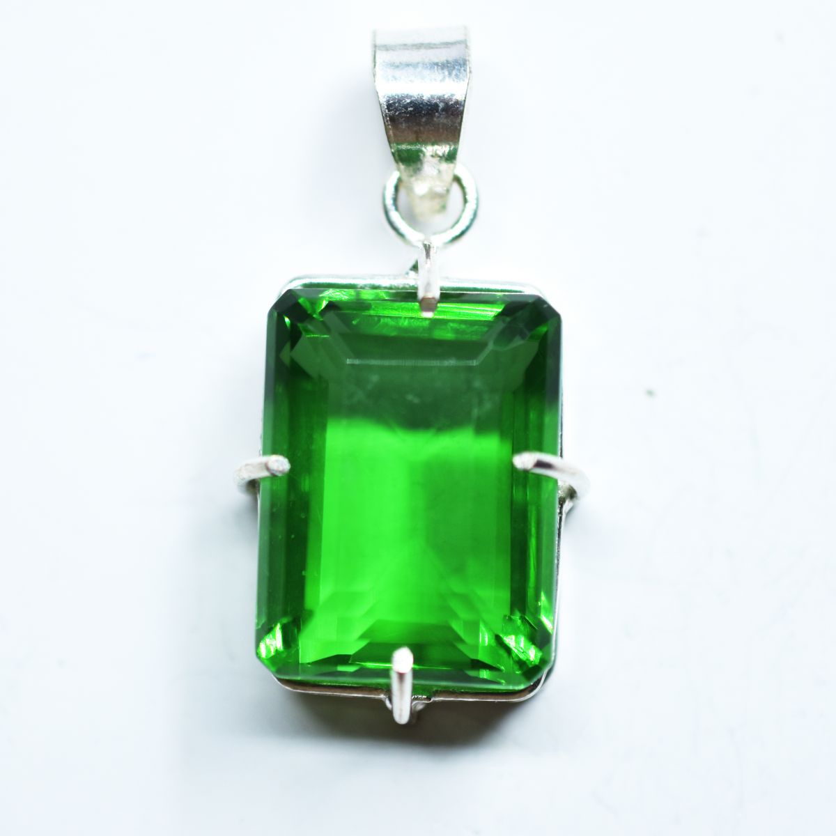 Certified 71.50 Ct Natural Green Topaz Pendant 925 Sterling Silver Gemstone
