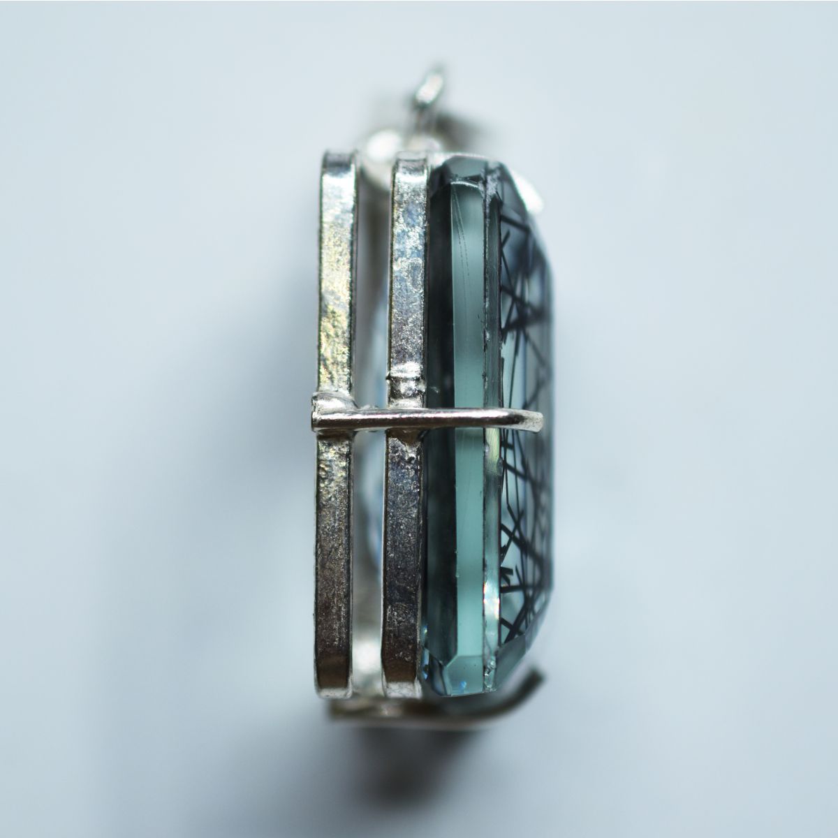 Certified 925 Sterling Silver Pendant Natural 100.15 Ct Rutile Emerald Gems