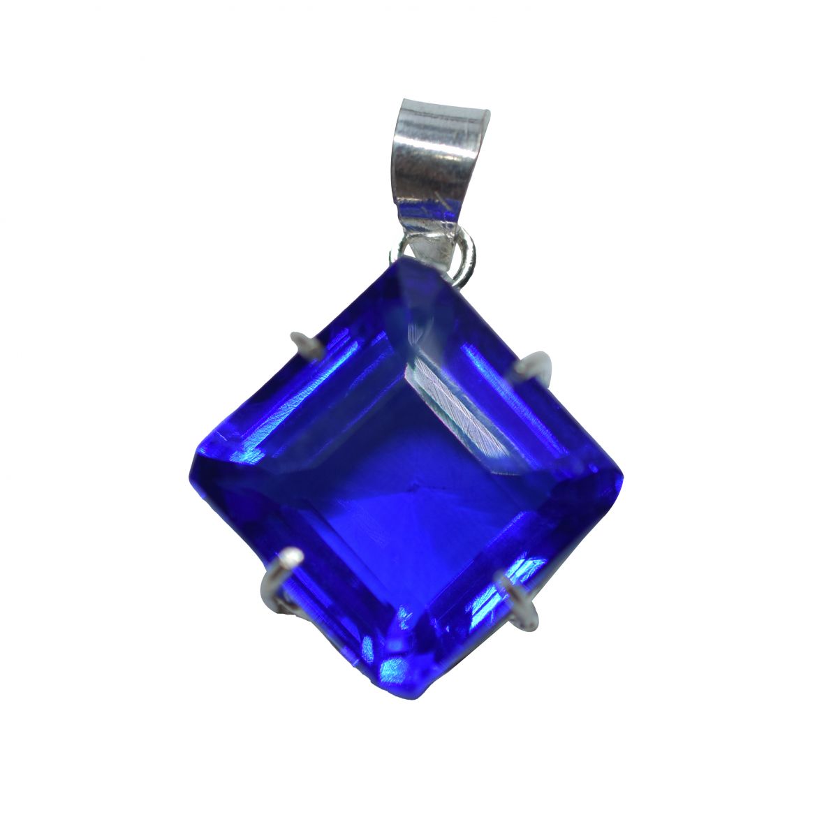 Lab Created 925 Sterling Silver Blue Tanzanite Pendant 75.60 Ct Gems CERTIFIED