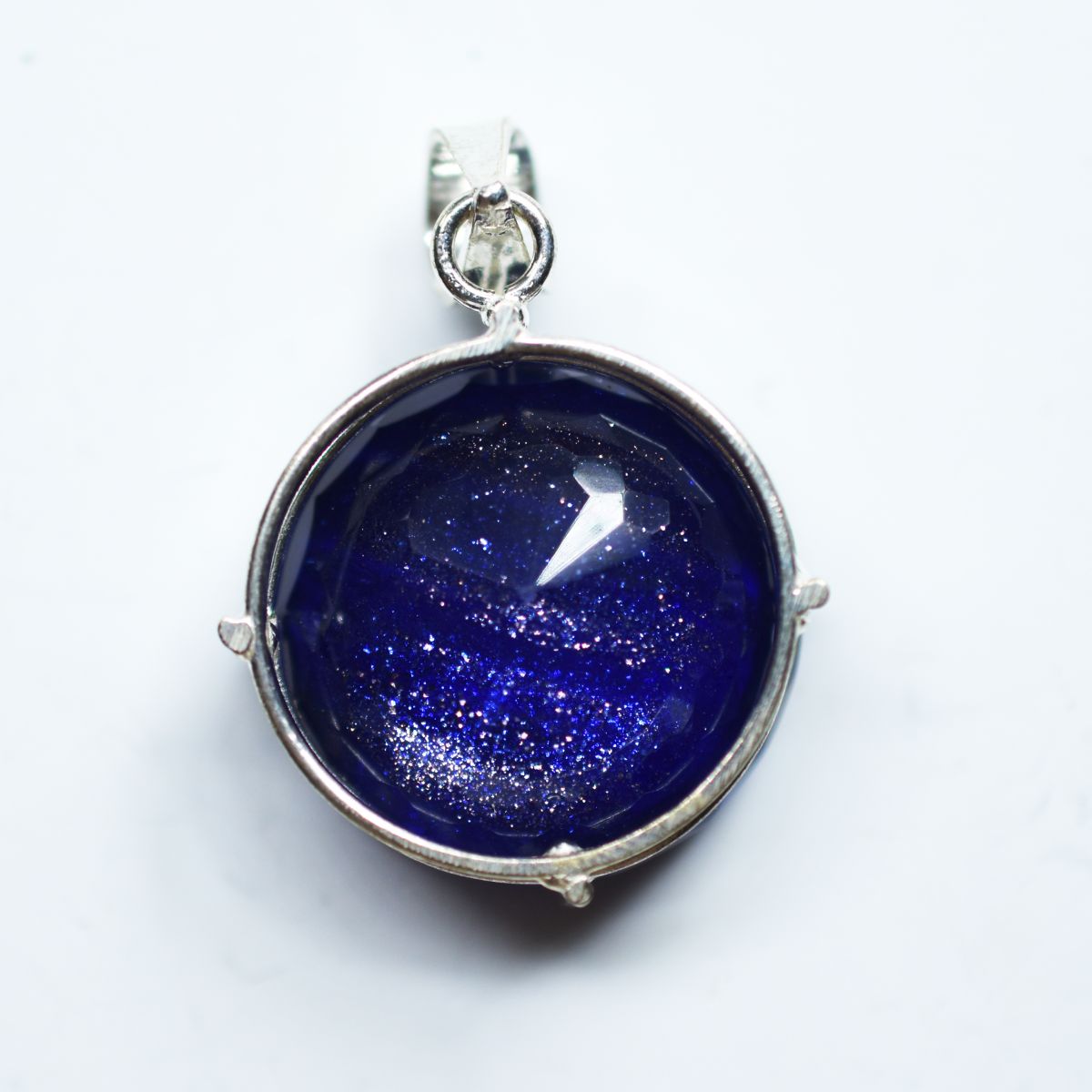 Certified 94.85 Ct Natural Blue Sandstone Pendant 925 Sterling Silver Gemstone