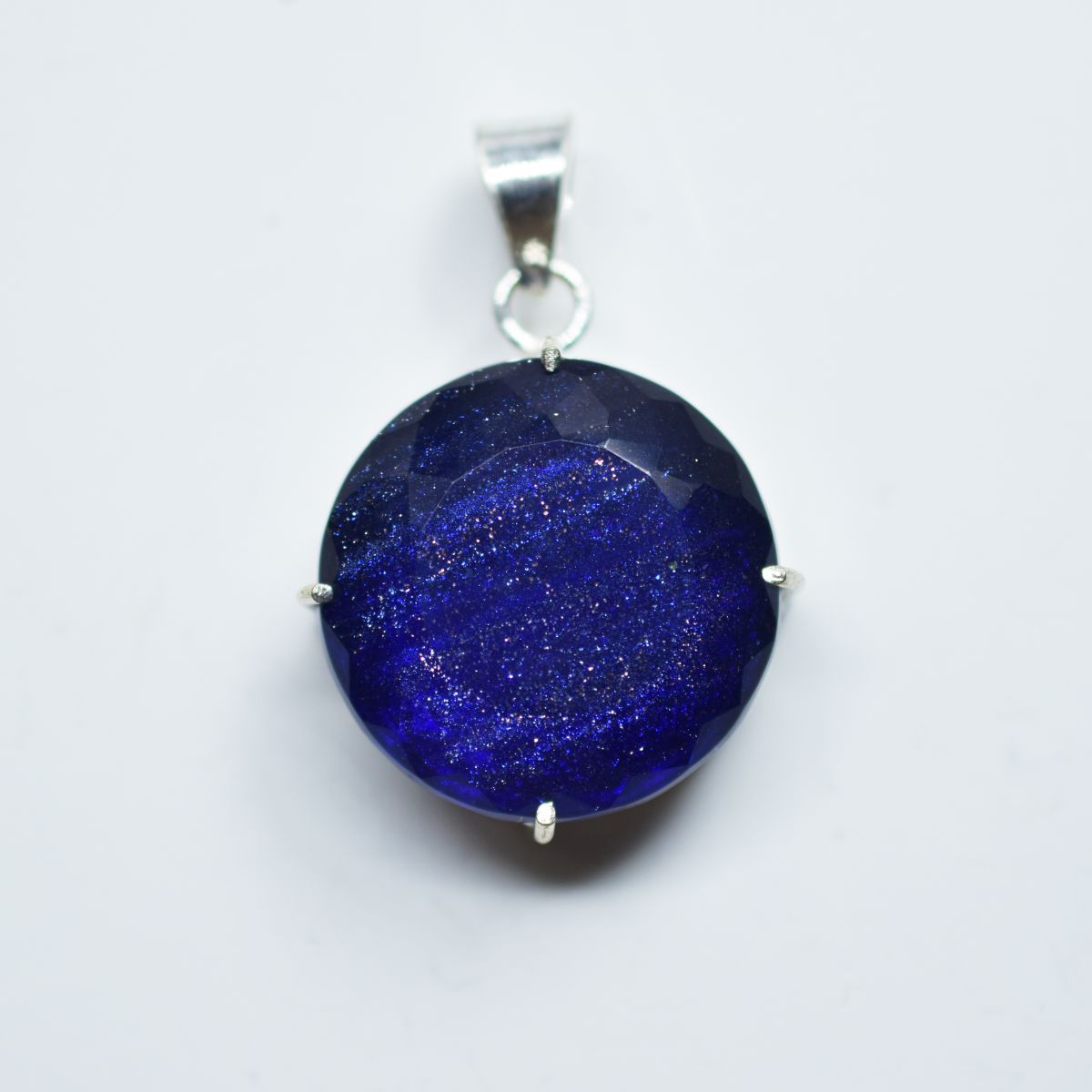 Certified 94.85 Ct Natural Blue Sandstone Pendant 925 Sterling Silver Gemstone