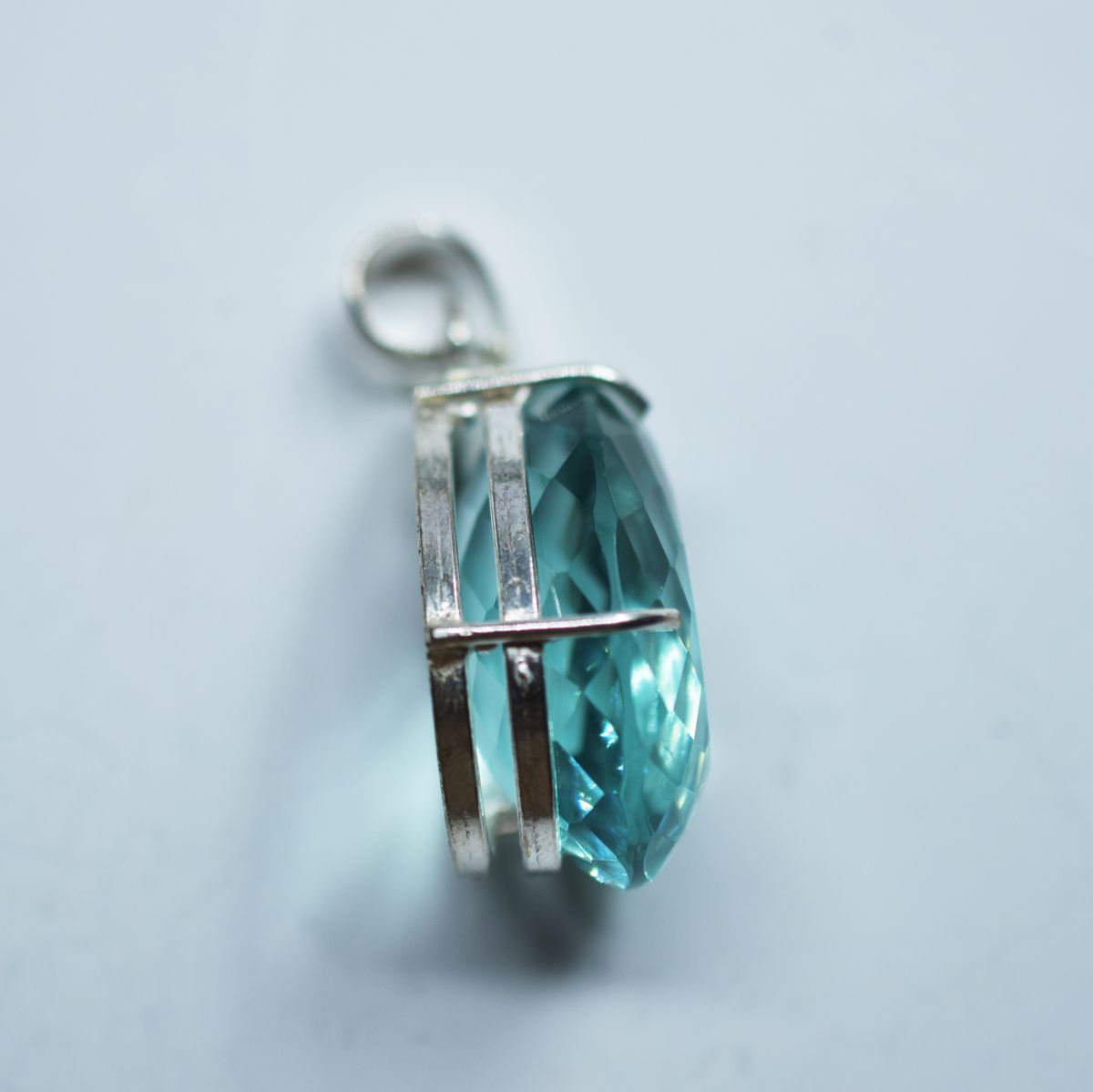 Blue Topaz 925 Sterling Silver Pendant Natural Pear 94.70 Ct Gemstone CERTIFIED