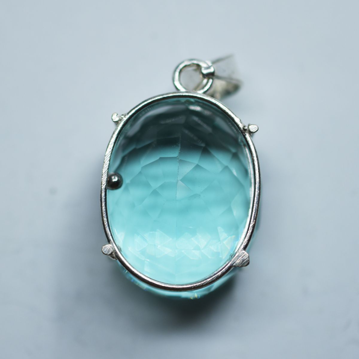 Aquamarine Silver Pendant 112.7 Ct Lab Created Gemstone Verified 925 Sterling