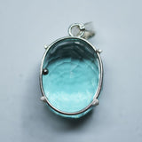 Aquamarine Silver Pendant 112.7 Ct Lab Created Gemstone Verified 925 Sterling
