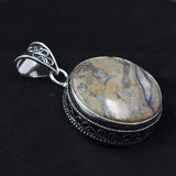 CERTIFIED Natural Web Jasper Round 88.15 Ct Gemstone Silver 925 Sterling Pendant