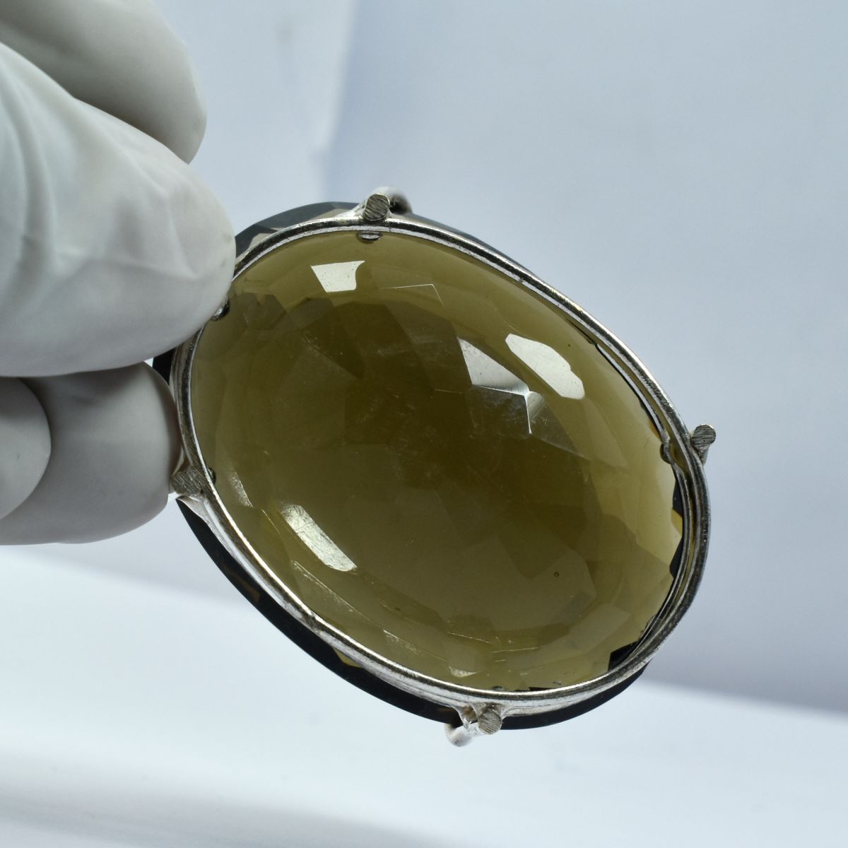 Brown Quartz Oval Cut 111.25 Ct Natural 925 Sterling Silver Pendant CERTIFIED