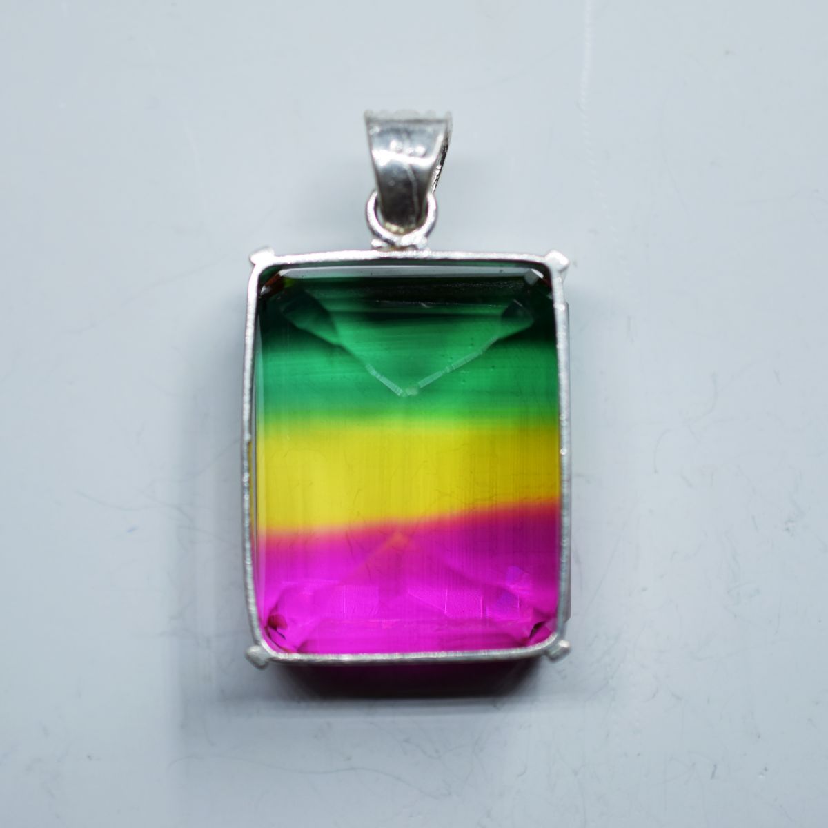 925 Sterling Silver Pendant Bi-Color Natural Tourmaline 156.15 Gems Certified