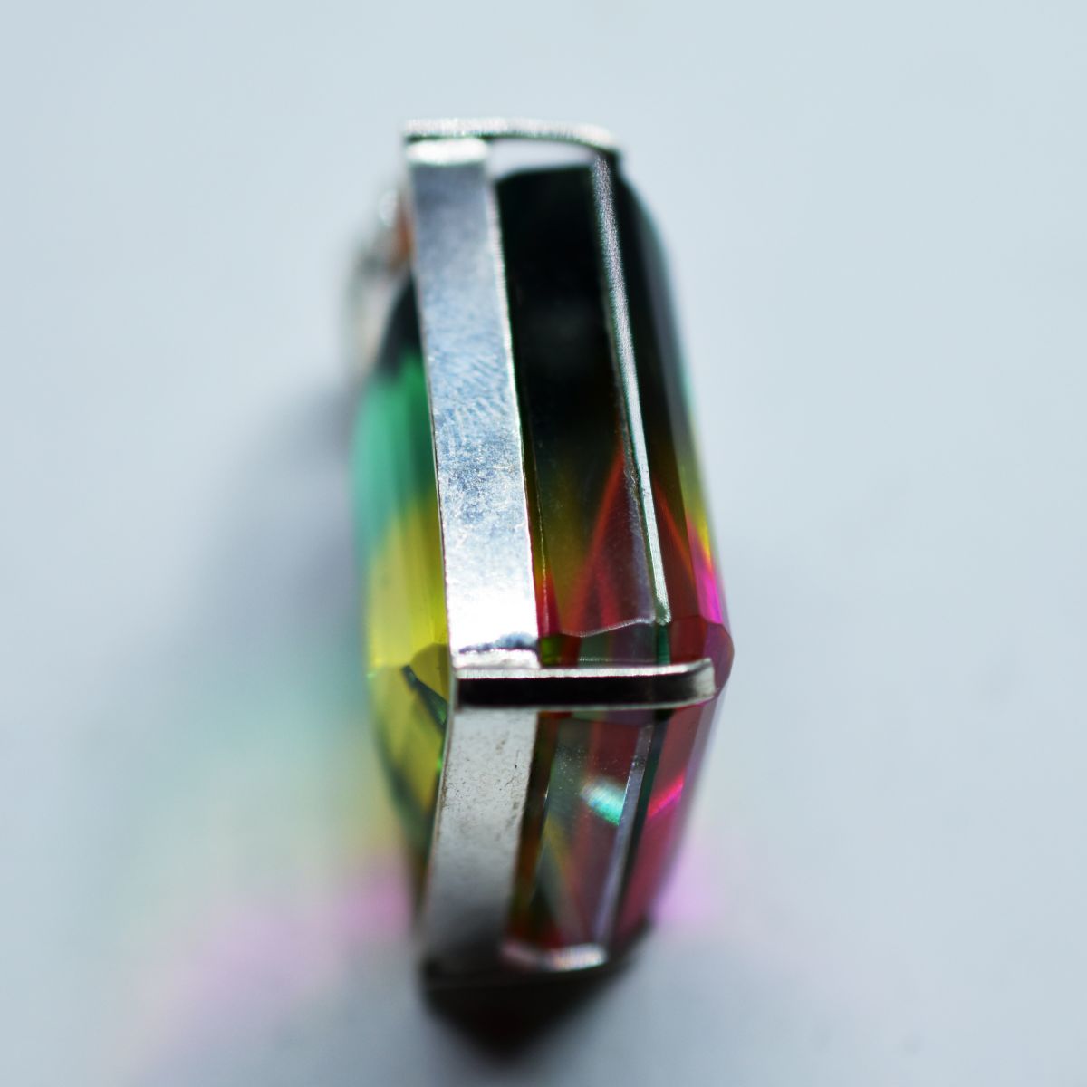 925 Sterling Silver Pendant Bi-Color Natural Tourmaline 156.15 Gems Certified