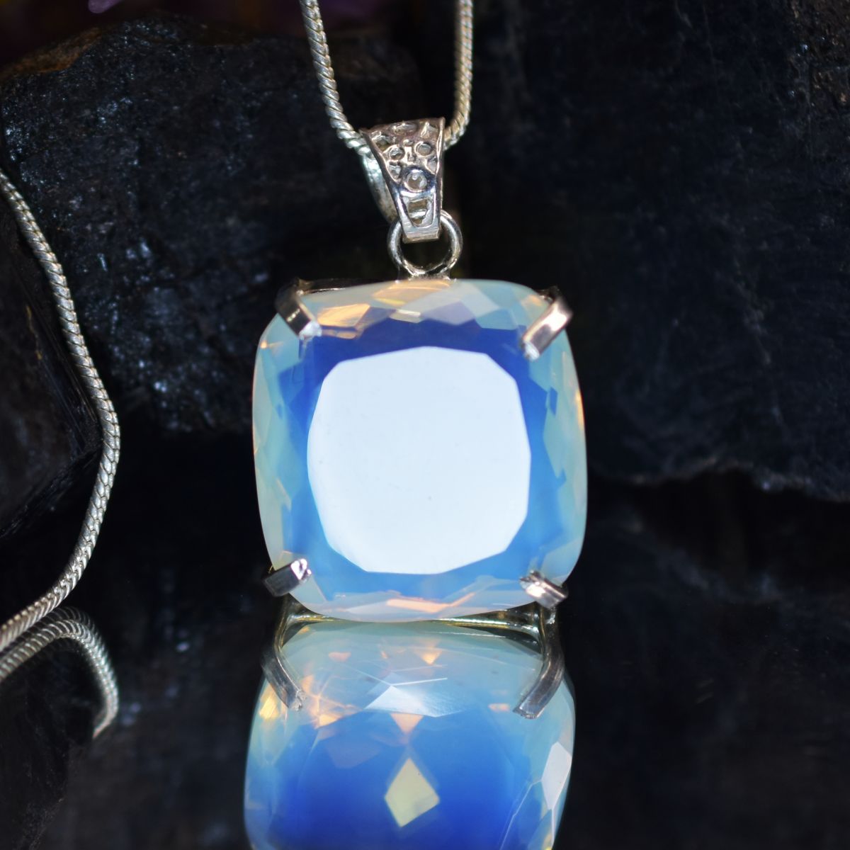sterling silver opal pendant