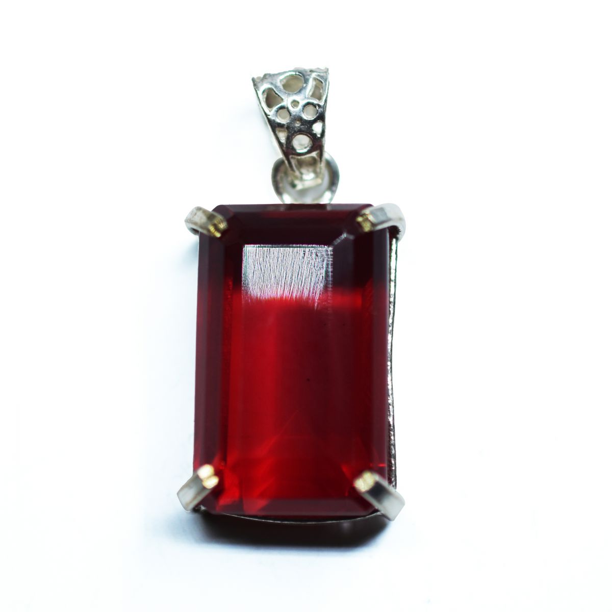 Beautiful Natural London Red Topaz Pendant Emerald 69Ct 925 Sterling Silver Gems