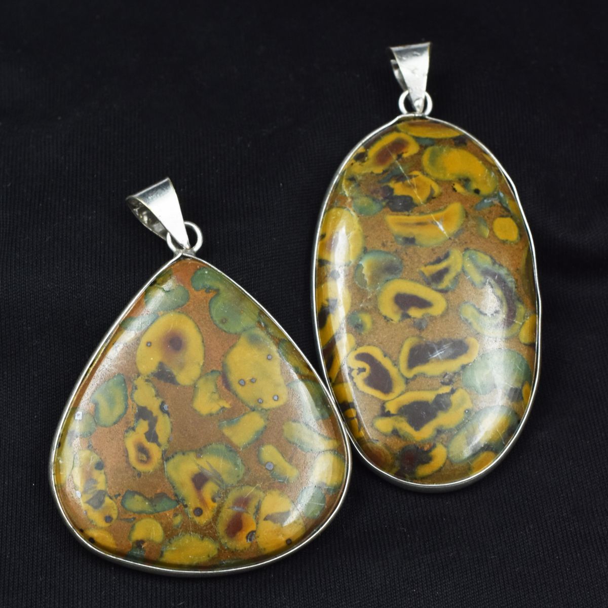 161.2 Ct Pair Pendant 925 Sterling Silver Fruit Jasper Pear-Oval CERTIFIED Gems