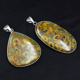 161.2 Ct Pair Pendant 925 Sterling Silver Fruit Jasper Pear-Oval CERTIFIED Gems