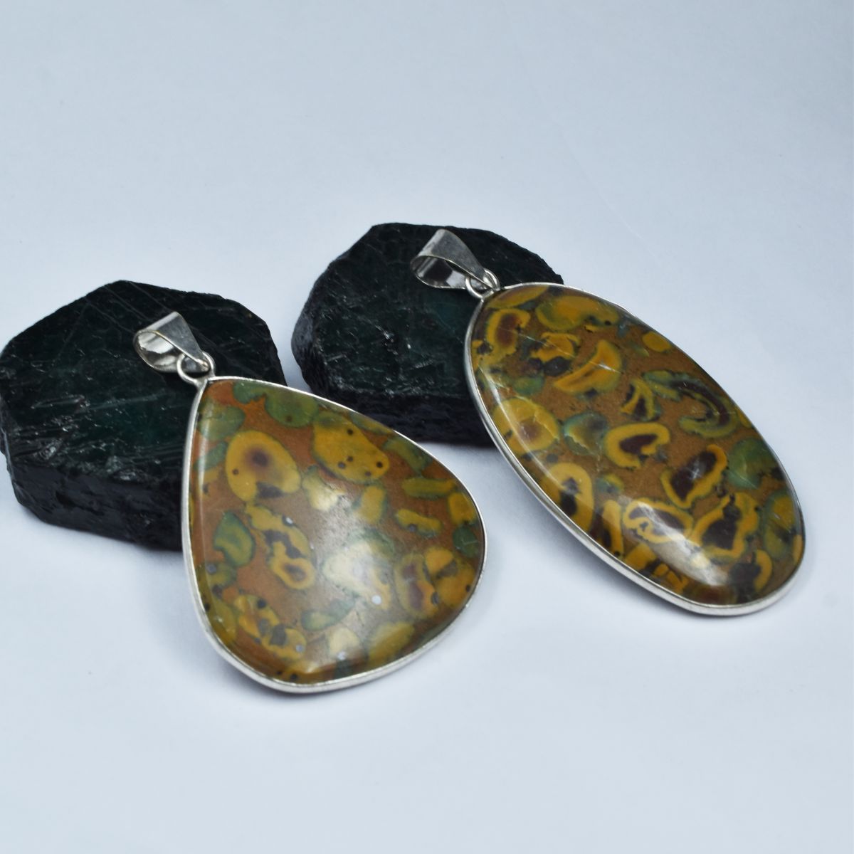 161.2 Ct Pair Pendant 925 Sterling Silver Fruit Jasper Pear-Oval CERTIFIED Gems