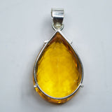 Lab Created Pendant 925 Sterling Silve 104.25 Ct yellow Sapphire Gems CERTIFIED