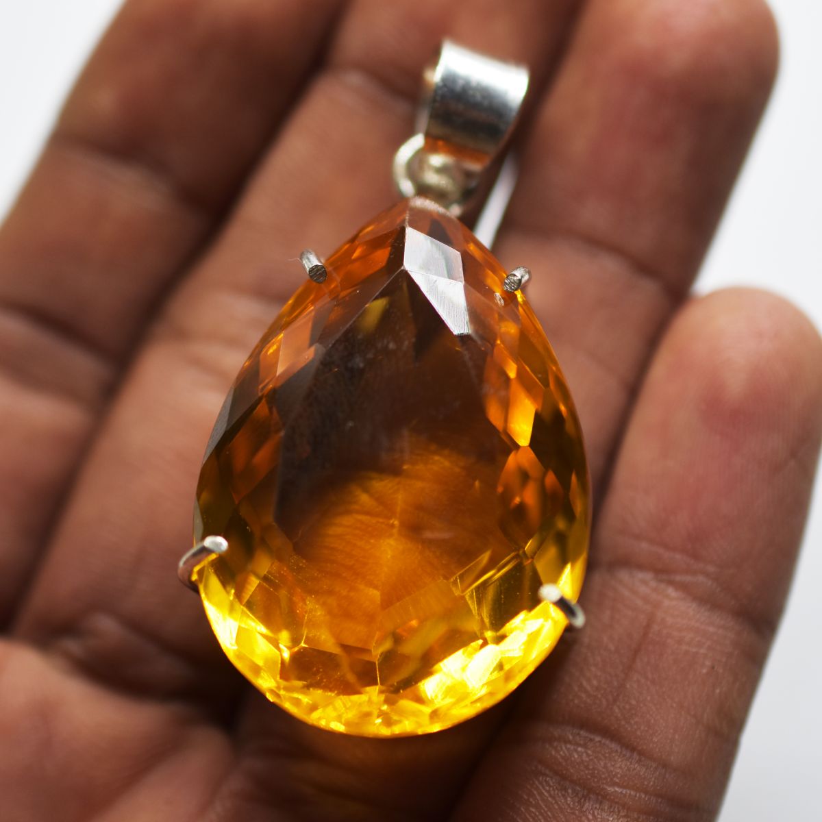 Lab Created Pendant 925 Sterling Silve 104.25 Ct yellow Sapphire Gems CERTIFIED